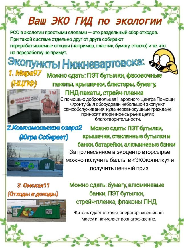 Создание памятки школьнику по повышению экологической культуры  - Экогид.